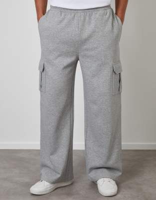 Threadbare Wide Leg Cargo Joggers In Grey