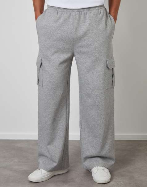 Threadbare Wide leg cargo joggers in light grey