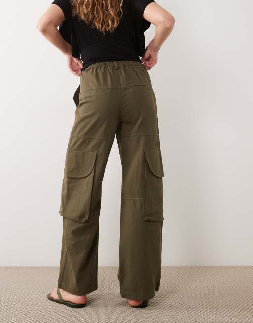 Threadbare wide leg cargo trouser in khaki, 3 of 5