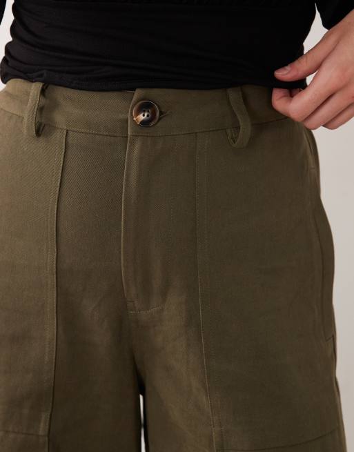 Threadbare wide leg cargo trouser in khaki, 5 of 5
