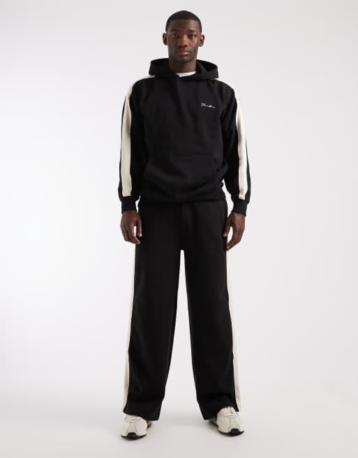 Threadbare wide leg jogger with side stripe in black, 2 of 5
