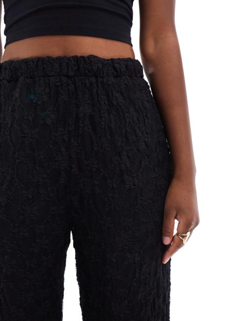 Threadbare wide leg lace pants in black, 3 of 5