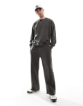 [Threadbare] Threadbare wide leg trackies in charcoal (part of a set)-Grey XL Charcoal