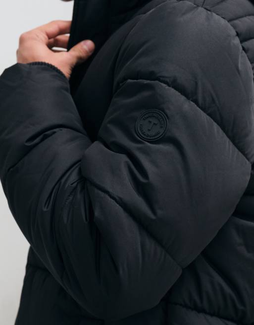 Threadbare wodoodporna kurtka puchowa z kapturem o przedłużonym kroju w kolorze czarnym, 4 z 5