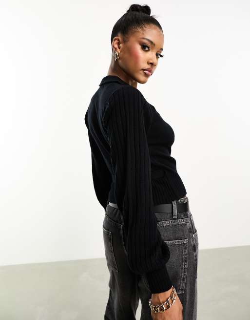 Threadbare wrap front cardigan in black ASOS