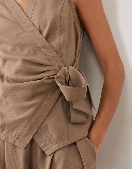 Threadbare wrap front waistcoat in taupe (part of a set), 3 of 4