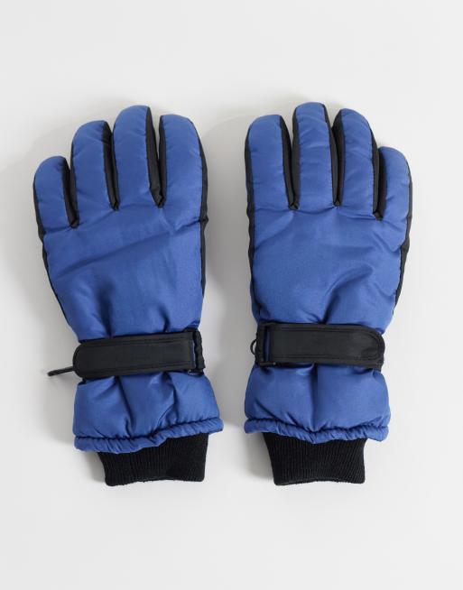 Threadbare x ASOS in esclusiva per ASOS guanti da sci blu navy con dettagli neri, 1 di 3