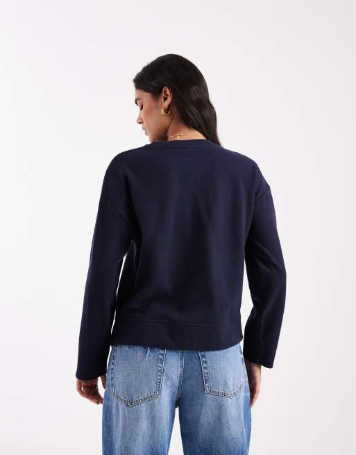 Threadbare - Zacht sweatshirt van mix met katoen en jersey met lange mouwen in marineblauw, 3 van 4