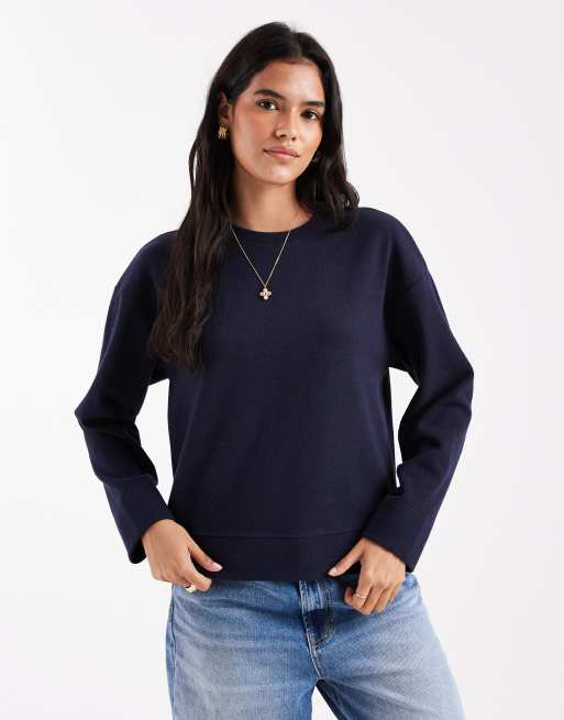 Threadbare - Zacht sweatshirt van mix met katoen en jersey met lange mouwen in marineblauw, 4 van 4