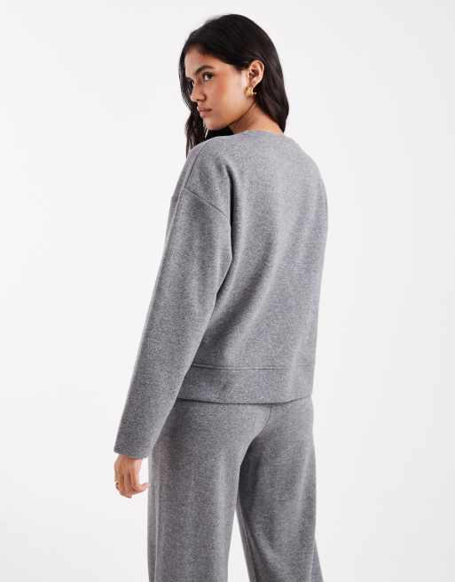 Threadbare - Zacht sweatshirt van mix van katoen en jersey met lange mouwen in antracietgrijs, deel van co-ord set, 4 van 4