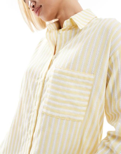 Threadbare – Zapinana na guziki koszula na co dzień w żółto-białe paski, 3 z 4