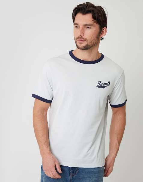 Threadbare Zermatt graphic cotton ringer t-shirt in baby blue - view 1