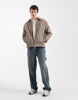 Threadbare Zip Front Barn Jacket With Contrasting Collar In Brown