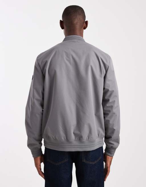 Threadbare zip front bomber jacket with pockets in slate grey, 4 of 5