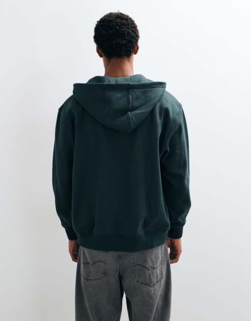 Threadbare zip through relaxed fit hoodie in sage green, 4 of 5