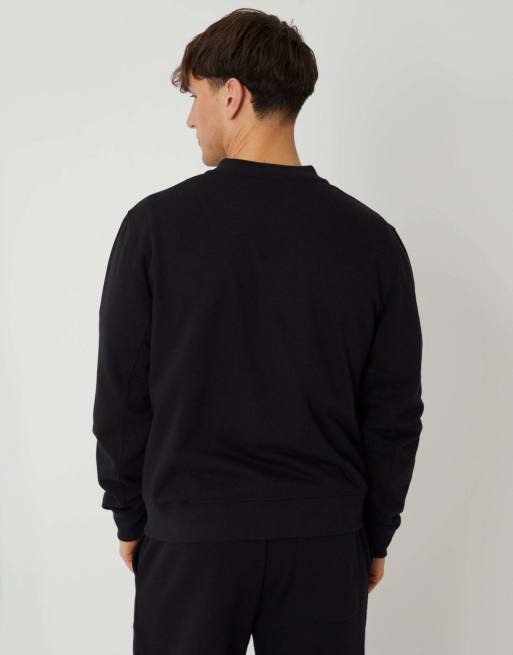 Threadbare Zip through sweat bomber in black, 2 of 5