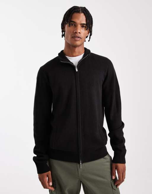 Threadbare zip thru cardigan in black