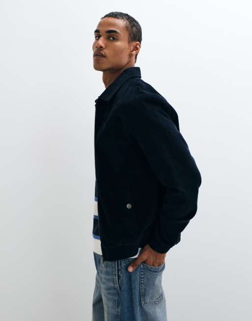 Threadbare zip thru corurow jacket in navy	, 4 of 5