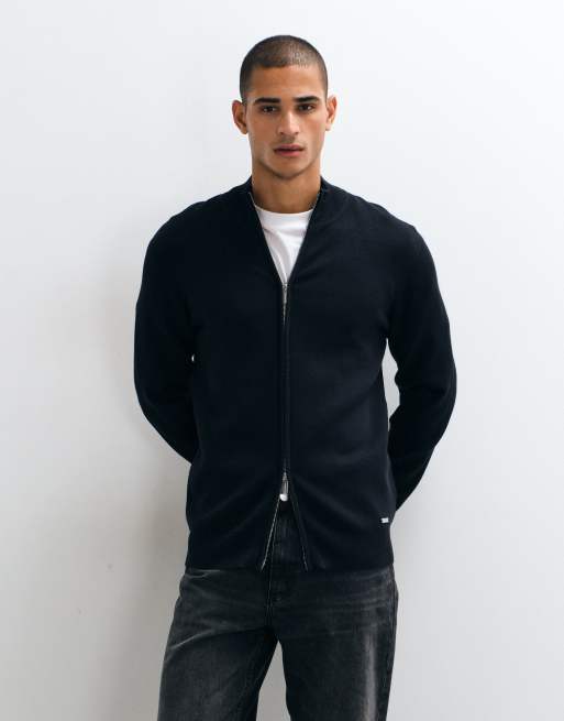 Threadbare zip thru knitted cardigan in black, 2 of 5