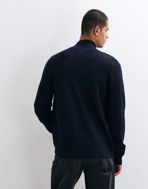 Threadbare zip up knit cardigan in navy, 5 of 5