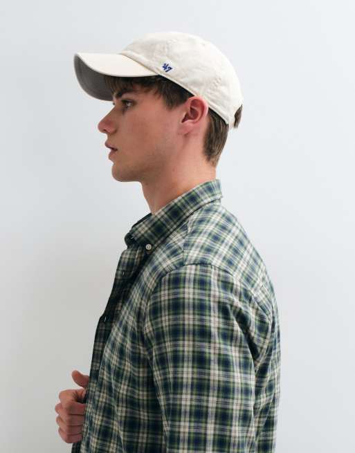 Thredbare checked flanel shirt with button up collar in khaki , 3 of 5