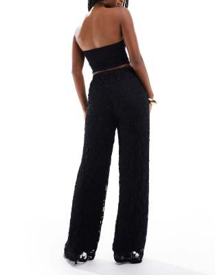 Threadbare Thredbare Wide Leg Lace Pants In Black