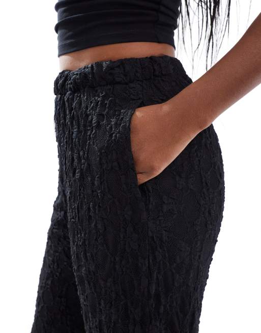 Thredbare wide leg lace trousers in black, 5 of 5