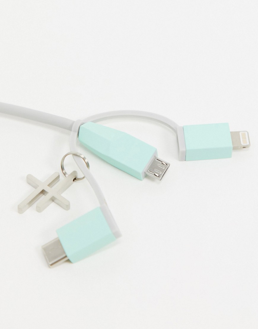 Thumbs Up Exclusive Hopscotch 3-in-1 charging cable in aqua-No color