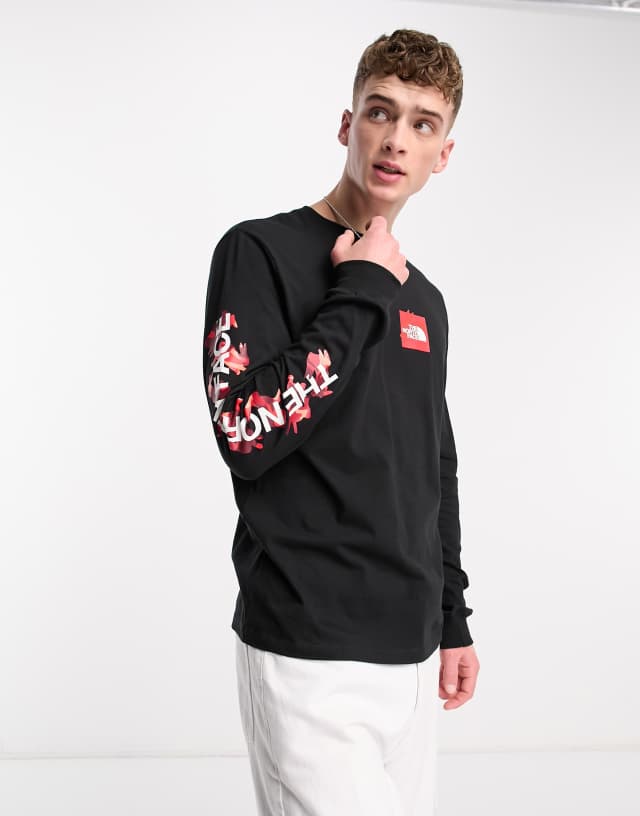 Thw North Face 'Lunar New Year' long sleeve chest logo T-shirt in black and red