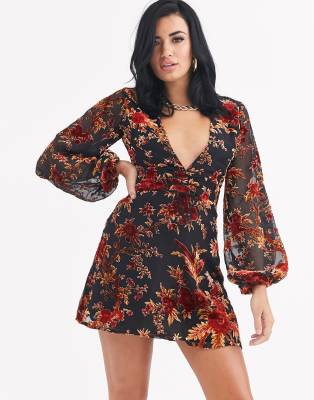 velvet floral dress