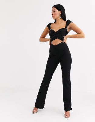 Tiger Mist crossover cutout jumpsuit in black - Tiger Mist jumpsuits ...