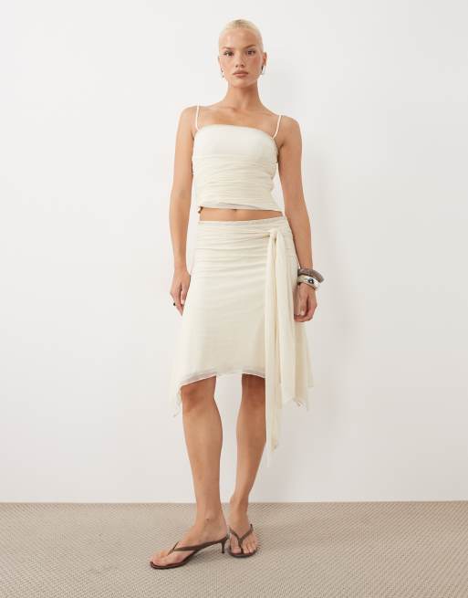 Tiger Mist - Juna - Coordinato color crema con gonna midi e canottiera con spalline sottili e scollo quadrato