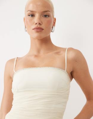 Tiger Mist Juna Strappy Square Neck Cami Top Co-ord In White