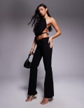 [Tiger Mist] Tiger Mist Kittie low-waisted tailored button detail flared pants in black (Part of a set) XS BLACK