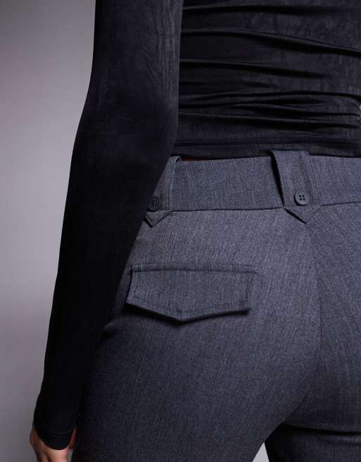 Tiger Mist - Kittie - Pantalon coupe évasée ajustée d'ensemble à taille haute et détail boutonné - Anthracite, 3 de 5