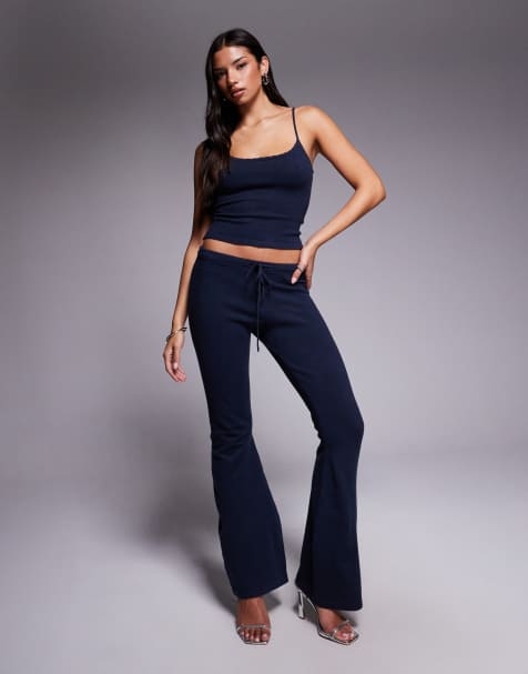 Tiger Mist Leora knit cami top and flare pants set in navy - view 1