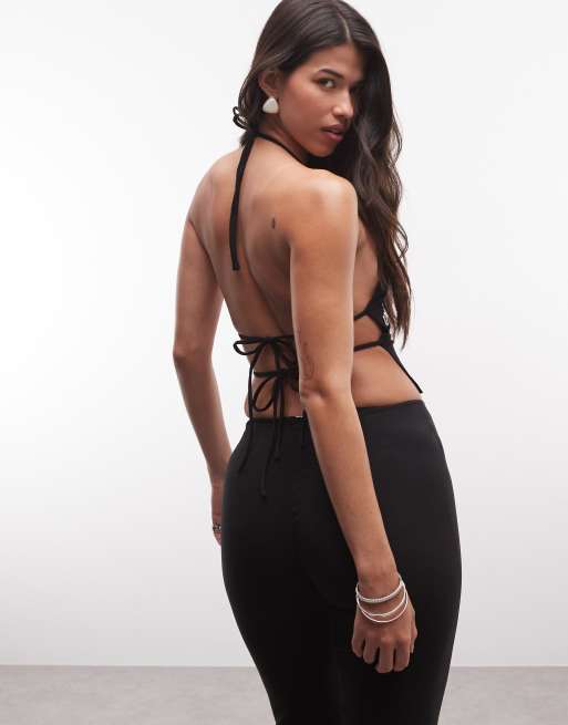 Tiger Mist – Marren – Oberteil in Schwarz mit Ösen und Camisole-Neckholder, Kombiteil, 2 von 4