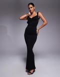 [Tiger Mist] Tiger Mist Morana cowl neck open scoop back maxi dress in black L BLACK
