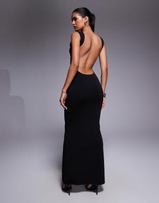 Tiger Mist Morana Cowl Neck Open Scoop Back Maxi Dress In Black