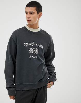 Tiger of Sweden Jeans foil print logo crew neck sweat in black