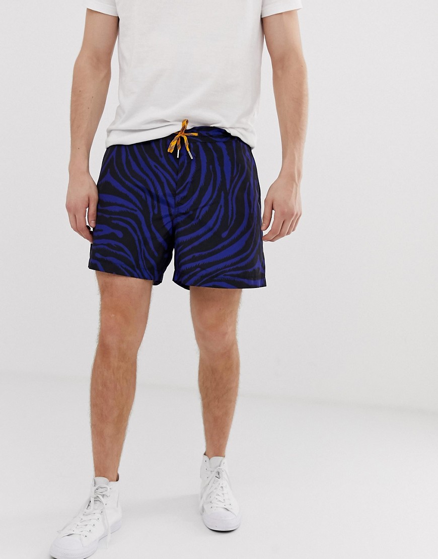 Tiger of Sweden Jeans - Pantaloncini blu con stampa tigrata