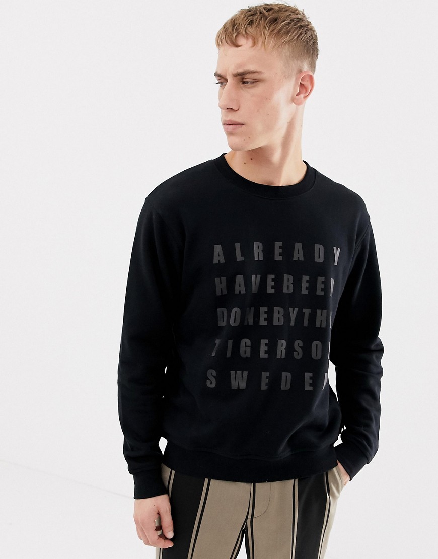Tiger of Sweden Jeans - Sweater met tekst op de borst in zwart