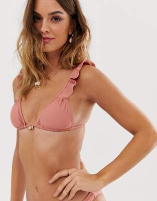 Tigerlily Taha Tara traingle bikini top in pink italian recycled fabric