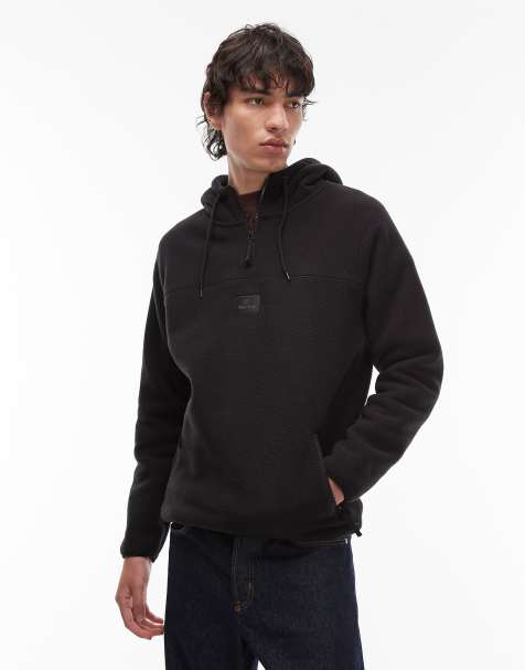 Timberland 1/4 zip polar hoodie pocket fleece in black - view 1