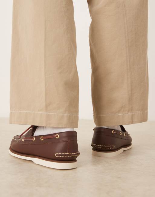 Timberland 2 eye boat shoe in dark brown leather, 3 of 4
