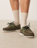 [Timberland] Timberland 2 eye boat shoes in dark green nubuck 40 Dark green nubuck