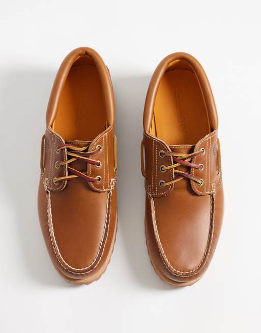 Timberland 3-eye bootschoen in lichtbruin, 2 van 4