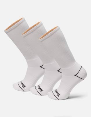 Timberland - 3Bowden - er-Pack voll gepolsterte Crew-Socken in Weiß