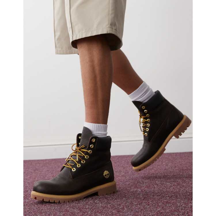 Timberland inch boots in dark brown espresso leather ASOS