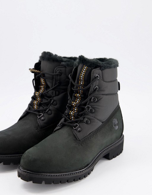 Timberland 6 inch fur lined boots in black